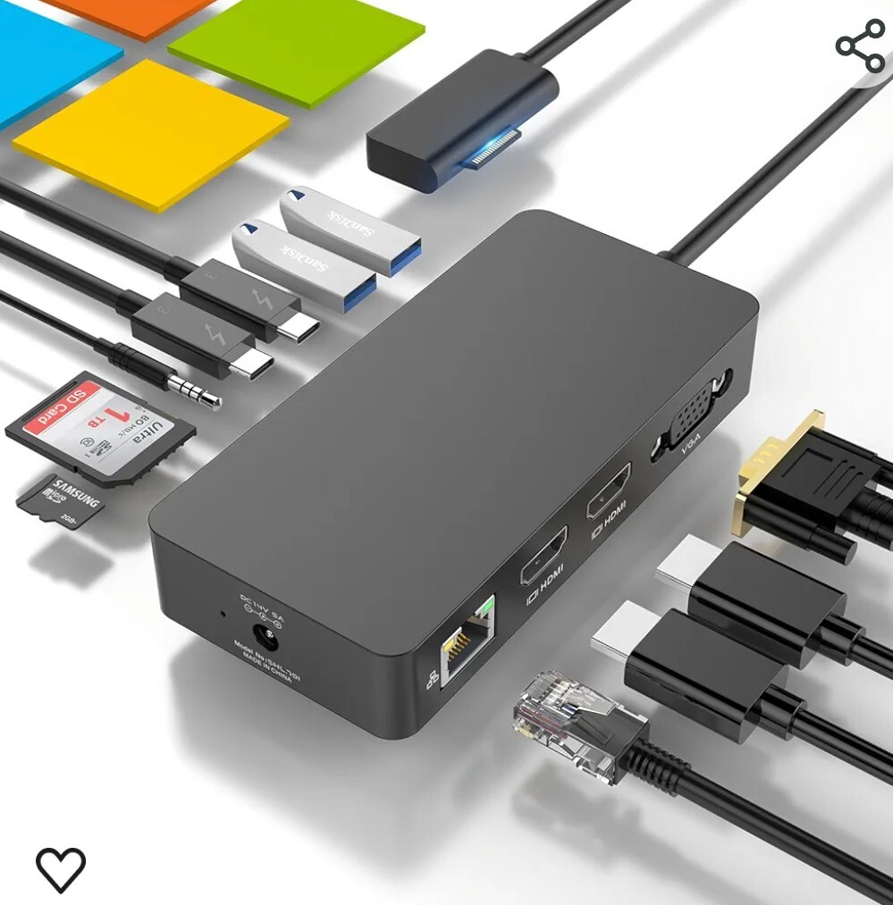 Surface ドッキングステーション12-in-1トリプルディスプレイSurface Dock(2*HDMI +VGA) RJ45ネットワークポート USB3.0+USB-Cポート SD+TF_画像5