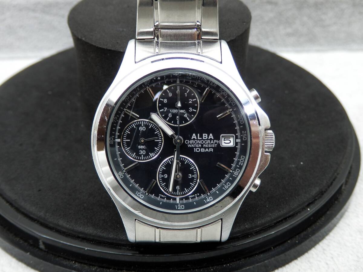 SEIKO ALBA 高速CHRONO 7T92-OEKO メンズクォーツ 約88.9ｇ 稼働現状品 売り切り_画像1