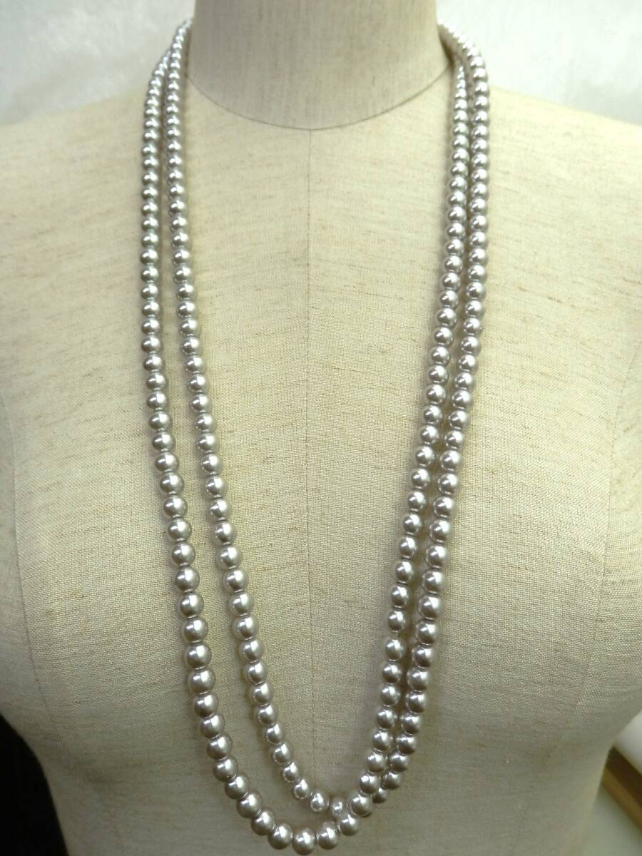 パール・真珠 ロングネックレス 154cm 約101ｇ 現状品 売り切り_画像は2連巻き状態です