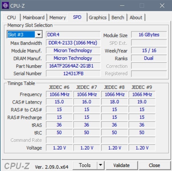 Crucial(Micron made ) desk top PC for memory PC4-17000(DDR4-2133) 16GB×2 sheets CL15 DRx8 288pin CT2K16G4DFD8213