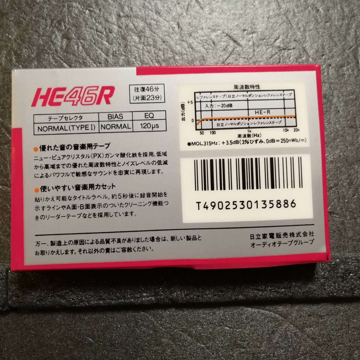 未開封　カセットテープ　HITACHI　HE46R　ケース割れ_画像3
