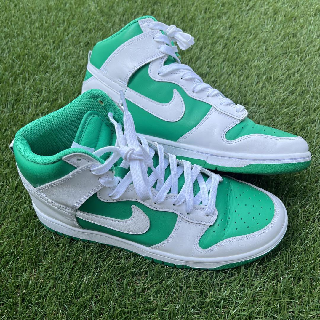 【美品】Nike Dunk High Green/White 27.5㎝ メンズ スニーカー ナイキ ダンク ハイ グリーン/ホワイト 緑/白の画像1