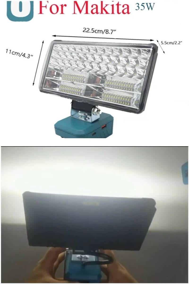 Makita互換 LEDライト マキタ互換充電式投光器 フラッドライト ワークライト USB コードレス 作業灯8インチ LED作業灯 14.4~18v互換 防災