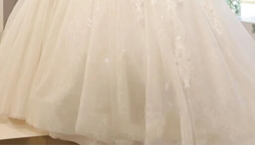 サイズ選択可豪華レースウェディングドレス Aライン 7分袖 Vネック パニエ ベール グローブ付 白 小さい～大きいサイズ 結婚式 舞台 撮影XL_画像8