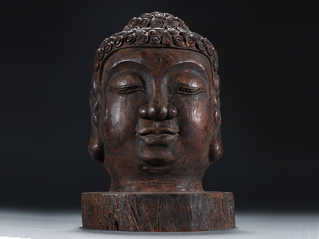◆御泓軒◆『清・仏教古美術・珍材彫・仏首 仏像・非常に良い香り』極細工・古賞物・中国古玩・中国古美術