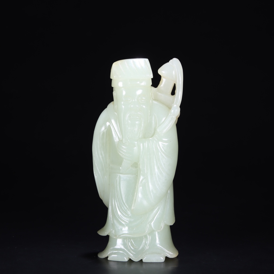 ◆御泓軒◆『清・和田玉・白玉彫・人物置物』極細工・古賞物・中国古玩・中国古美術