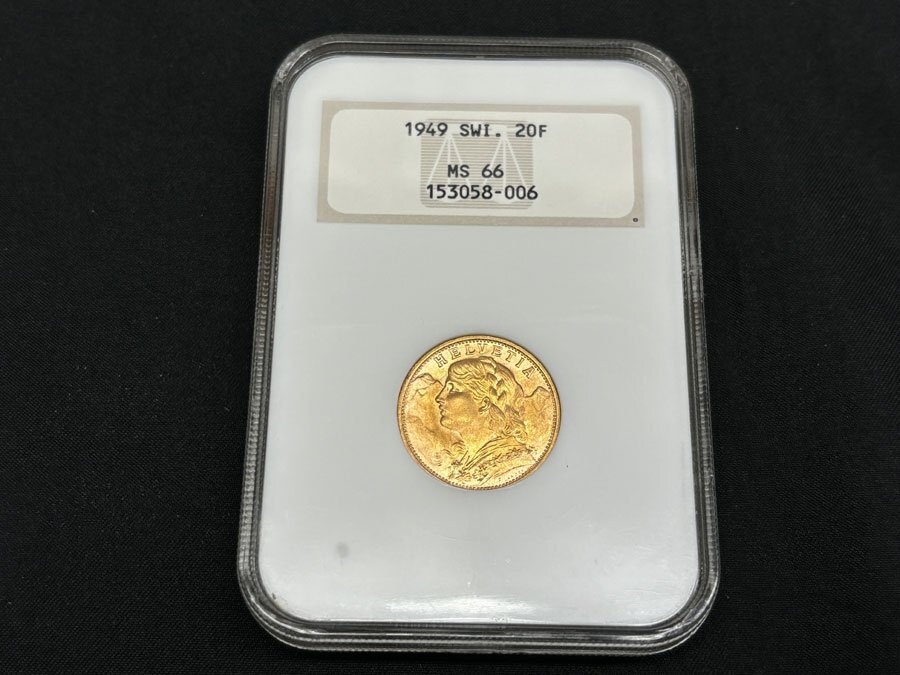 1949 スイス アルプスの少女 ブレネリ 20フラン 金貨 NGC MS66 アンティークコイン ヘルベティア_画像1