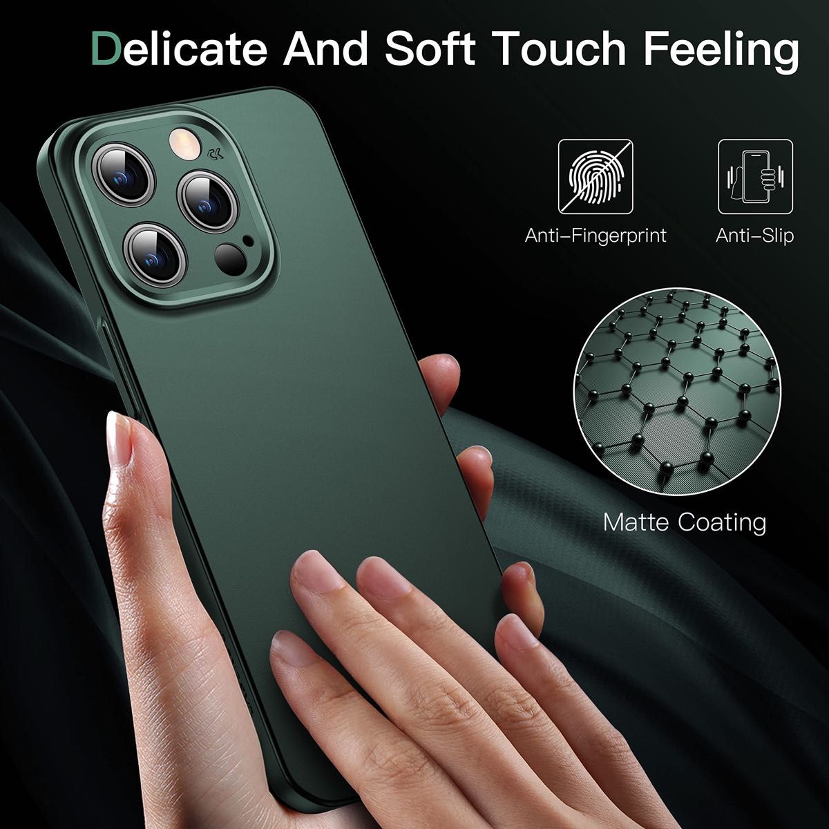 iPhone13 Pro ケース CASEKOO ガラスフィルム付き 指紋防止 薄型 軽量 ハードケース