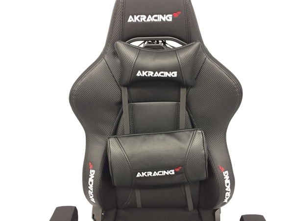 【引取限定】 AKRACING Premium ゲーミングチェア オフィスチェア カーボンブラック オットマンセット 中古 直W8506371の画像7