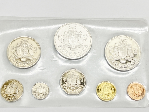 FIRST NATIONAL COINAGE OF BARBADOS PROOF SET プルーフ貨幣セット 中古 W8641100_画像5