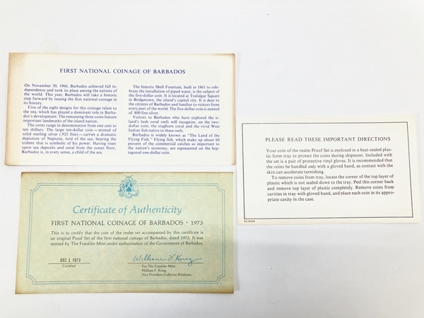 FIRST NATIONAL COINAGE OF BARBADOS PROOF SET 1973年 プルーフ貨幣セット 中古 W8641093_画像6