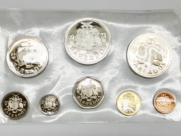 FIRST NATIONAL COINAGE OF BARBADOS PROOF SET 1973年 プルーフ貨幣セット 中古 W8641093_画像4