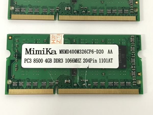 MimiKa PC3 8500 4GB DDR3 1066MHz 二枚 メモリ PCパーツ ジャンクF8651195の画像5