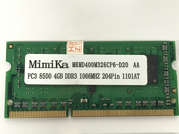 MimiKa PC3 8500 4GB DDR3 1066MHz 二枚 メモリ PCパーツ ジャンクF8651195の画像6