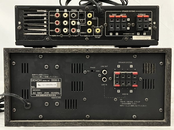 DENON デノン AVC-5/DSW-5/SC-5 AVサラウンドアンプ スピーカー 7点セット オーディオ ジャンク N8595610_画像9