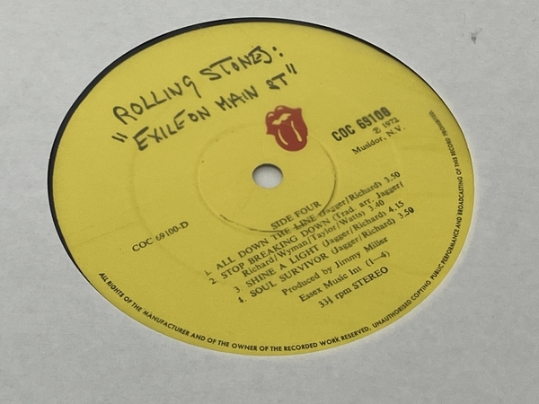 The Rolling Stones EXILE ON MAIN ST COC 69100 A1/B1/C2/D2 ポストカード付き ローリング・ストーンズ LP レコード 中古 Z8628908_画像2