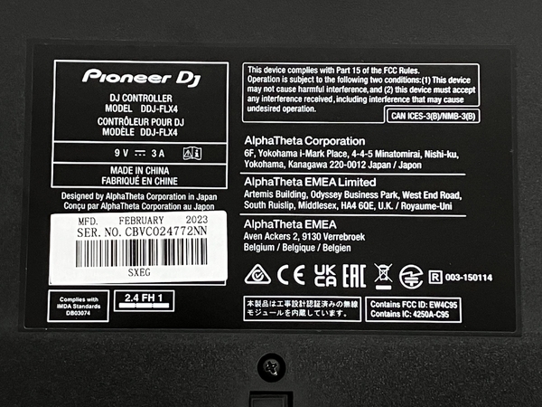 Pioneer パイオニア DDJ-FLX4 DJ コントローラー 2023年製 音響機器 中古 良好 K8657502_画像9