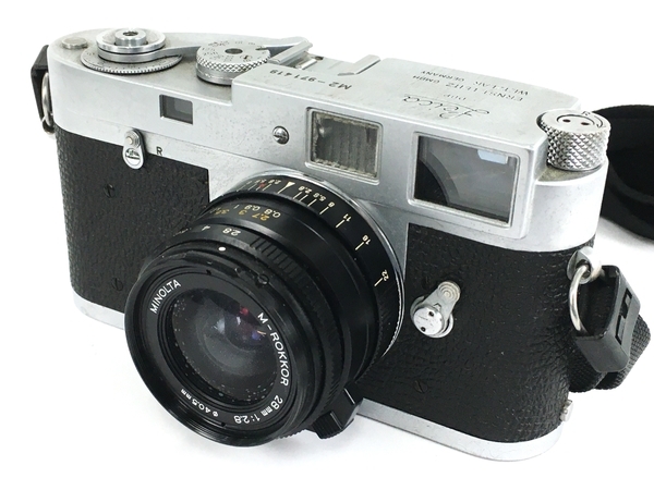 Leica M2 フィルムカメラ 97万番台 ボディ / MINOLTA M-ROKKOR 1:2.8 28mm レンズ / ヴィンテージ 保管品 ジャンク Y8601274