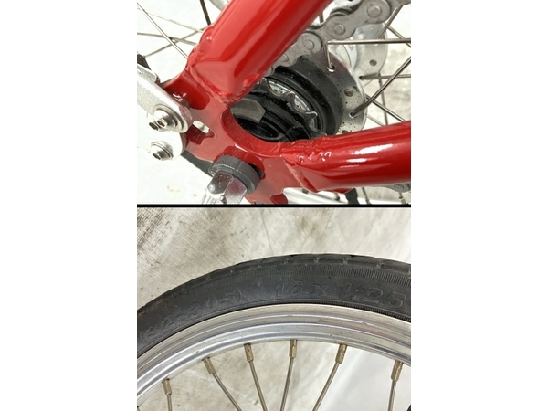 5LINKS 16インチ 内装3段変速 折りたたみ自転車 専用ケース付き 赤 ファイブリンクス 中古 O8670735_画像7