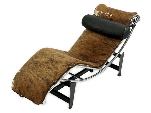 【引取限定】 ル・コルビジェ LC4 シェーズロング ブラウンカイハイド 椅子 家具 牛革 イタリア製 中古 直 T8652002
