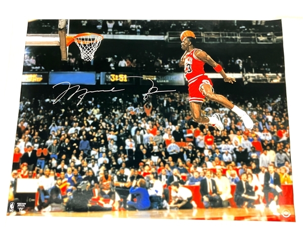 [С сертификатом] Верхняя палуба Майкл Джордан с автографом Slam Dunk Dunk Airwalk Photo плакат рамка неиспользована O8651152