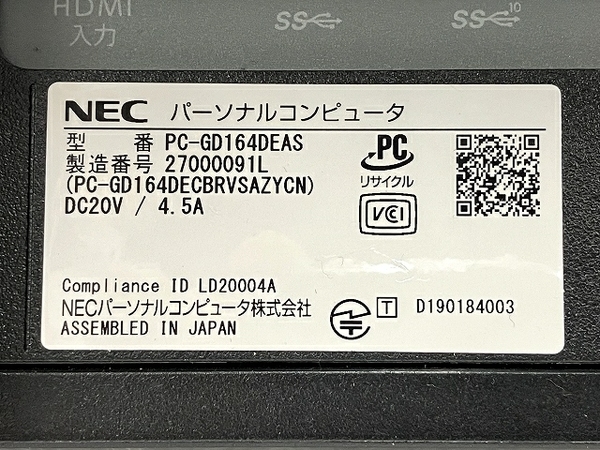 NEC LAVIE Direct A27 デスクトップパソコン Core i5-10210U 16GB HDD 1TB SSD 256GB WIN11 27インチ FHD 中古 良好 T8571565の画像9