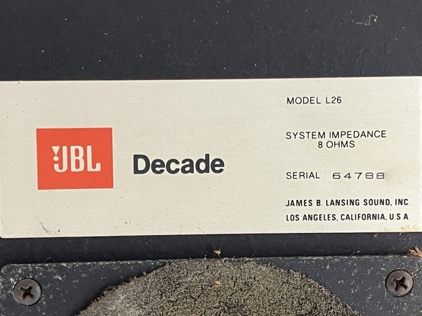 JBL L26 Decade スピーカー ペア 2ウェイ バスレフ方式 ブックシェルフ型 音響機材 オーディオ機器 ジャンク C8680804_画像9