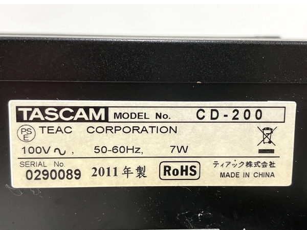 TASCAM タスカム CD-200 業務用 CDプレーヤー オーディオ機器 PA機材 音響機器 中古 M8695023の画像8