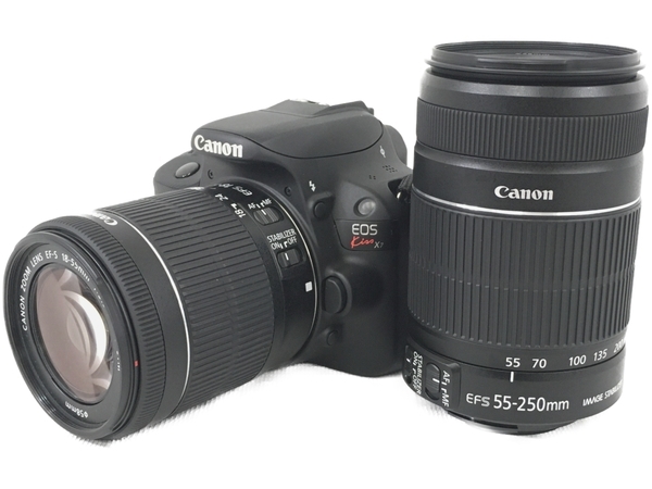 Canon EOS Kiss X7 一眼レフ S18-55mm S55-250mm ダブルズームキット カメラ 中古 良好 N8641520_画像1