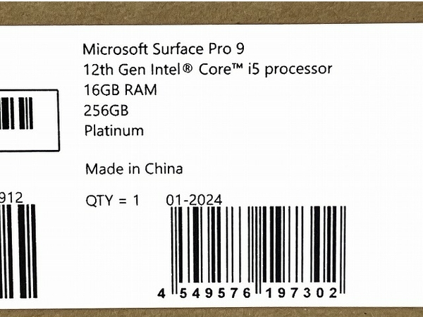 【動作保証】 Microsoft Surface Pro 9 12th Gen core i5 メモリ 16GB SSD 256GB Platinum QIA-0001 サーフェス 未使用 O8698203の画像4