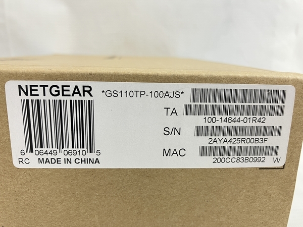 【動作保証】 NETGEAR GS110TP 100AJS ネットギア PoE ギガビット8ポート 未使用 N8659681_画像2