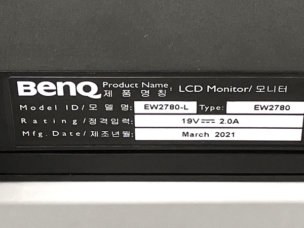 BENQ EW2780-L 27インチ ゲーミング アイケアモニター 2021年製 中古 Y8674186_画像3