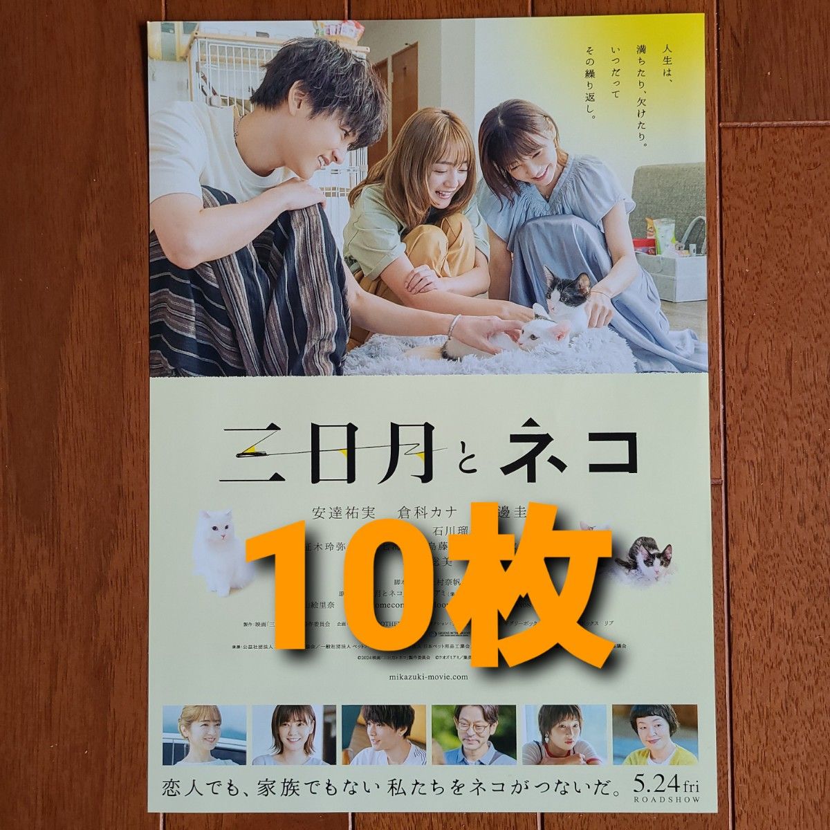 第二弾　映画　三日月とネコ　フライヤー　チラシ　安達祐実　倉科カナ　渡邊圭祐