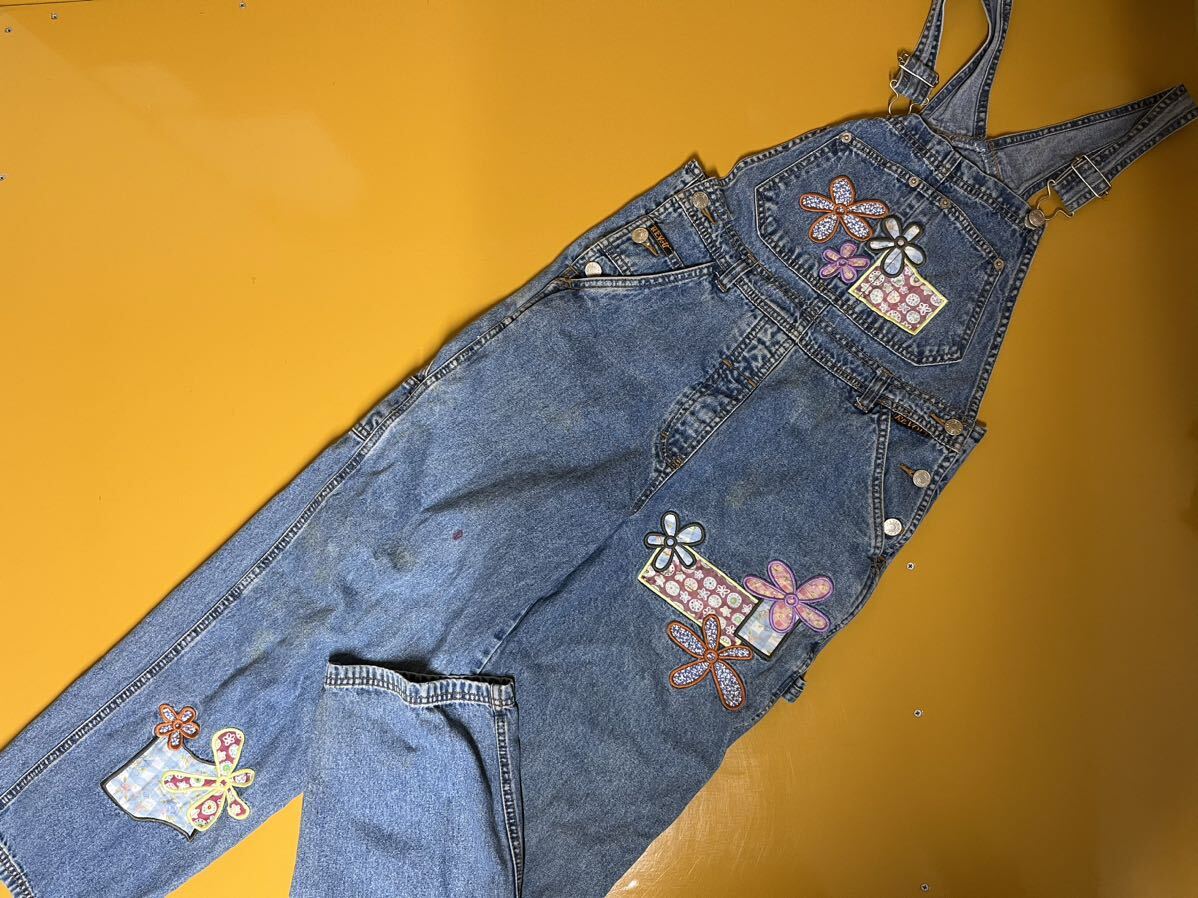 USA old clothes . lady's Denim overall 11 pcs set set sale 1 jpy start . sale America old clothes overall blue GAP embroidery 