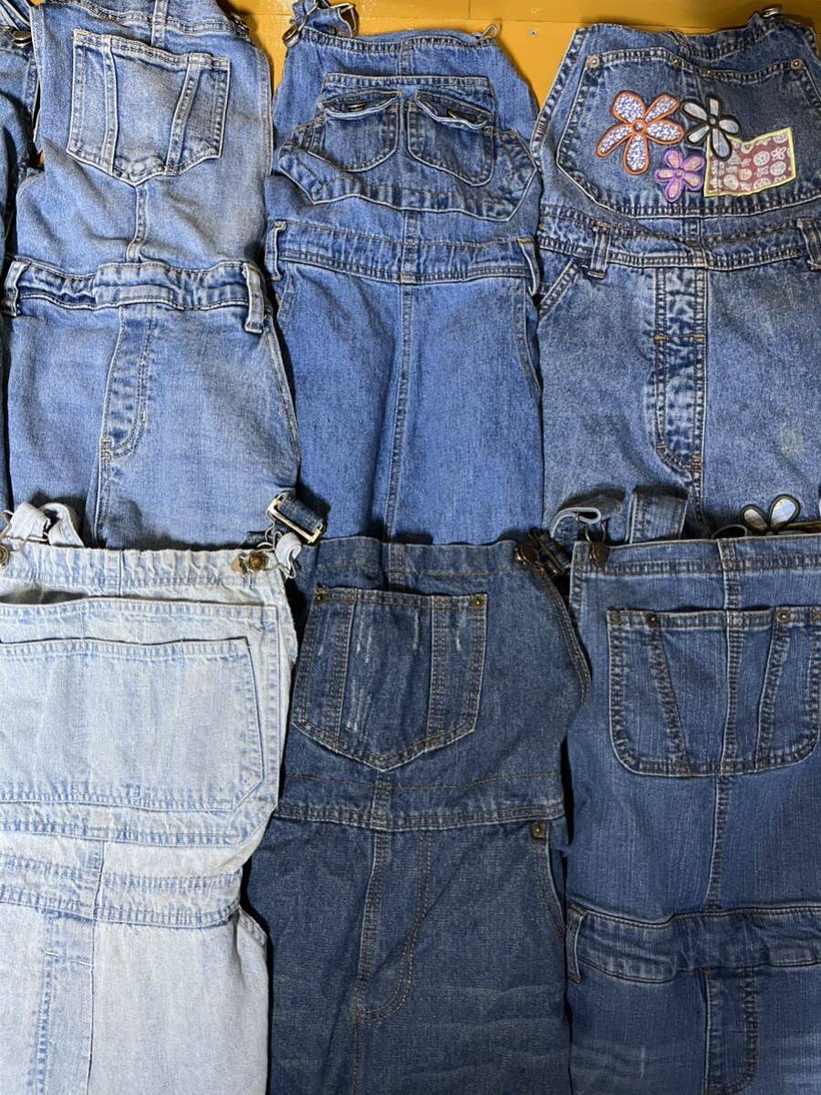 USA old clothes . lady's Denim overall 11 pcs set set sale 1 jpy start . sale America old clothes overall blue GAP embroidery 