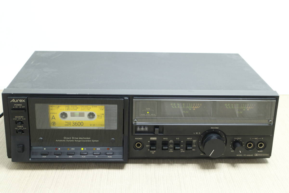 M-XB-445 Aurex PC-X66AD TOSHIBA 東芝 オーレックス 2ヘッドシングルカセットデッキ PC-X66AD 昭和時代 良品 cassette deck
