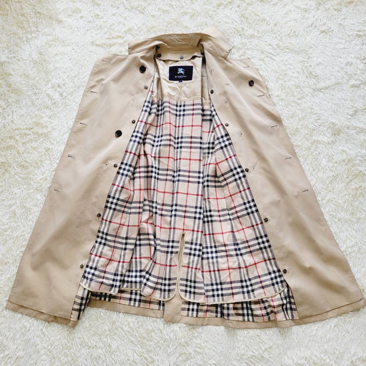 【難あり】バーバリーロンドン ライナー付き ノバチェック トレンチコート 38 BURBERRY London　メガチェック　ハニーベージュ　ベルト付き_画像2