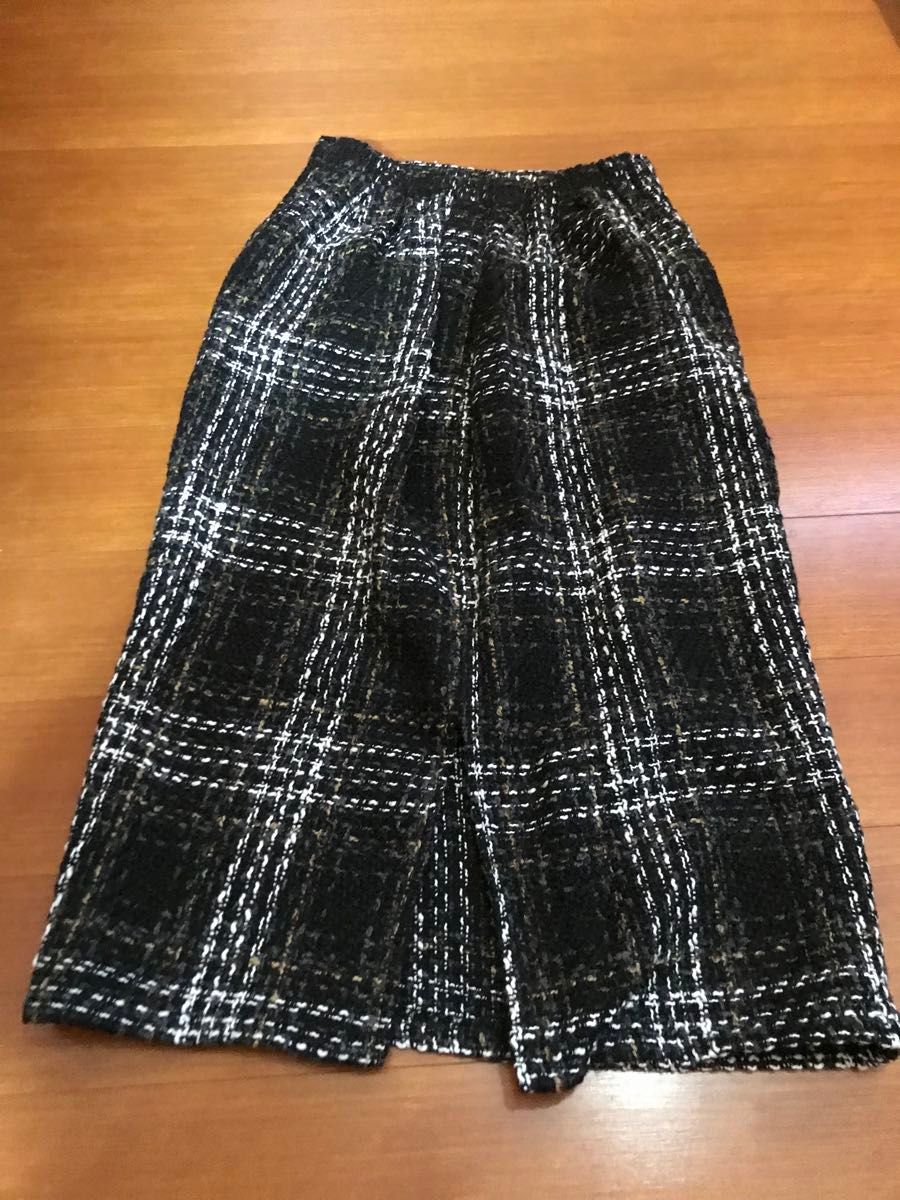 【新品】ツイードスカート  チェック柄　スカート   セレモニー　ブラック