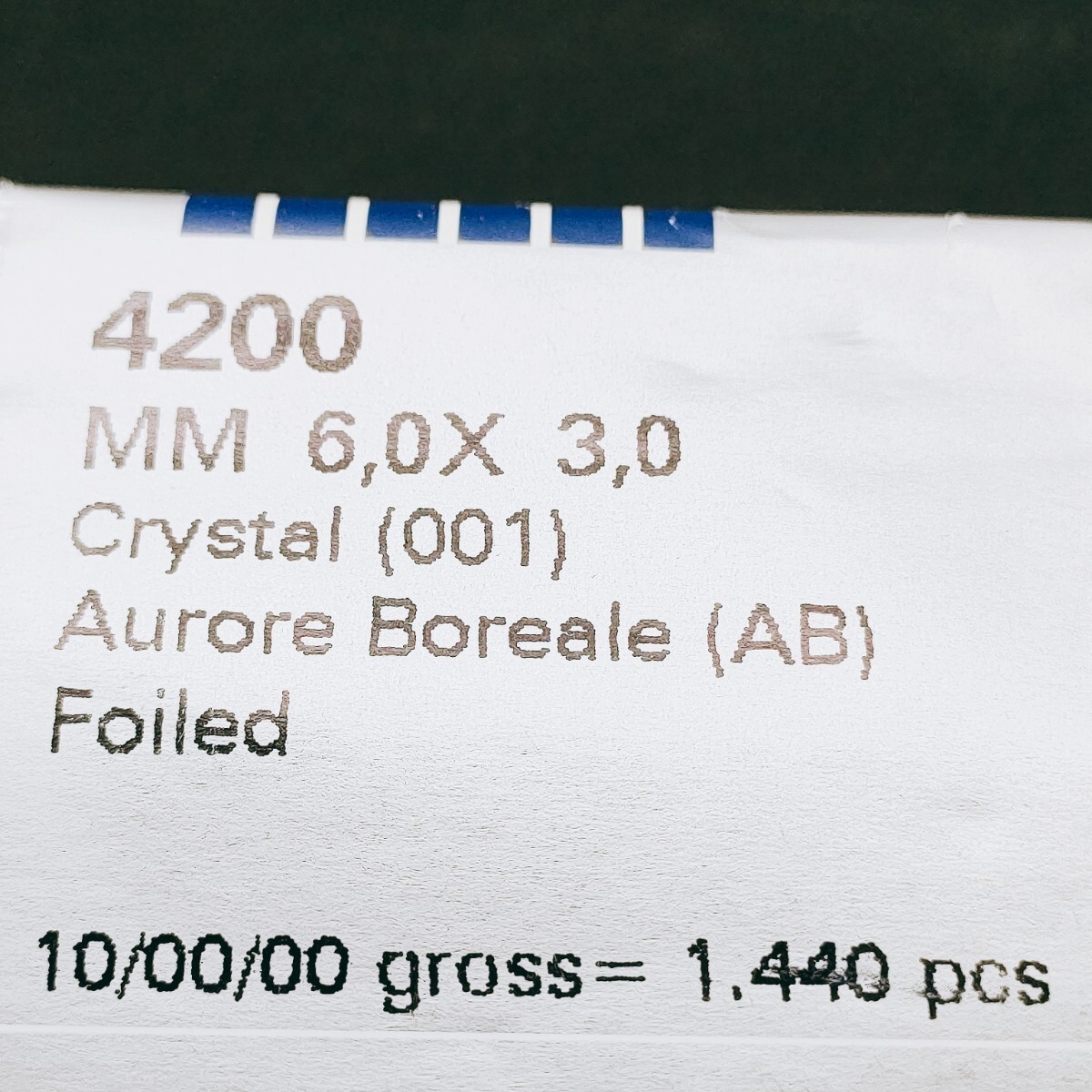 ☆未開封 スワロフスキー SWAROVSKI ルース 4200 Crystal 001 MM 6.0×3.0 Aurore Boreale クリスタル オーロラボレアーレ Foiled 1440個 の画像6