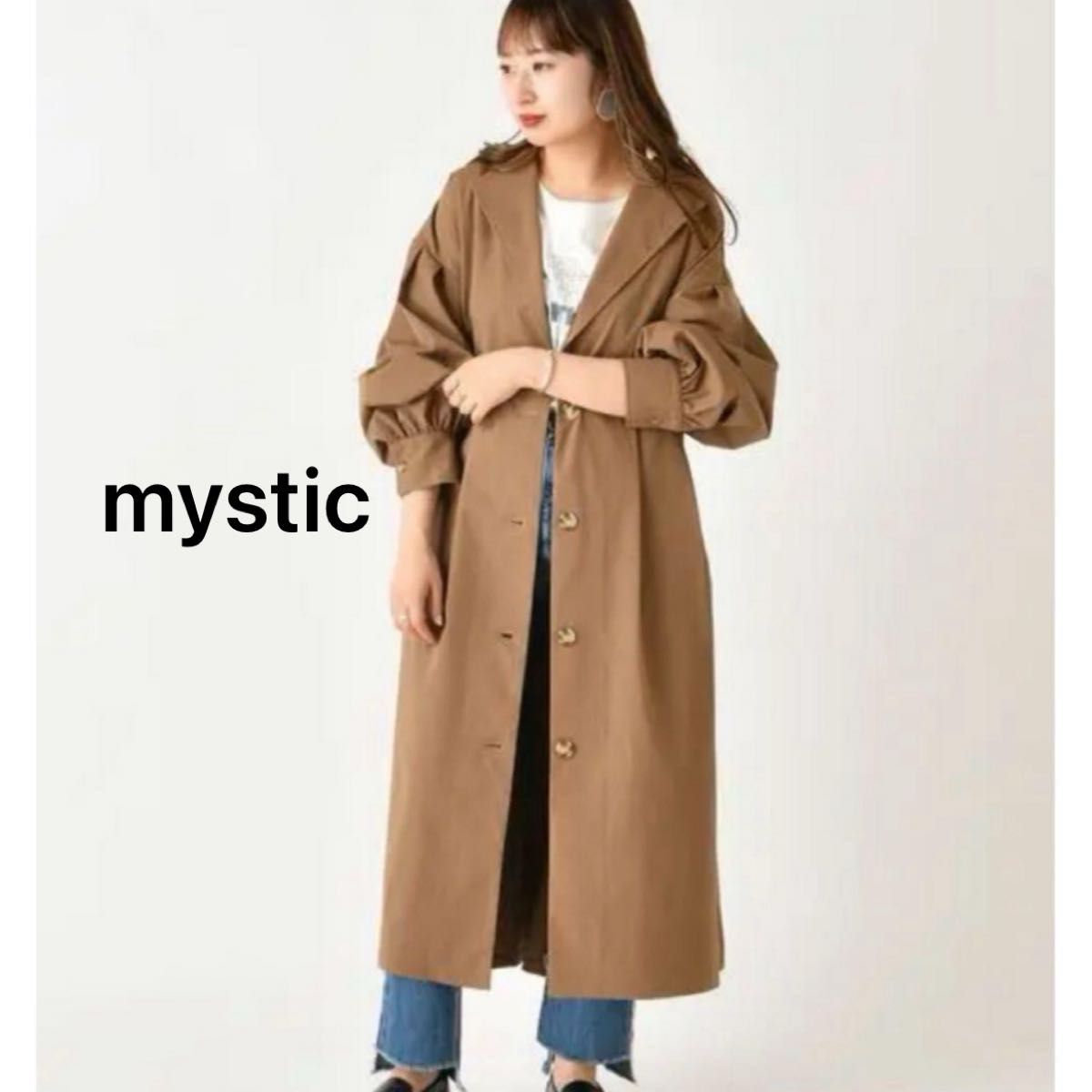 mysticミスティック ヨークギャザートレンチコート スプリング mysticミスティック ヨークギャザートレンチコート スプリング
