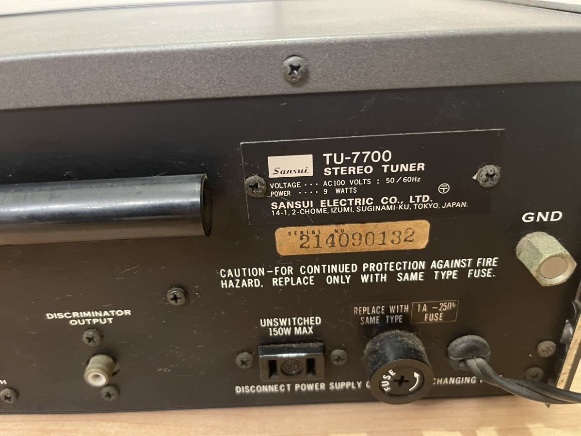 B-277 SANSUI サンスイ AM/FMステレオチューナー TU-7700 オーディオ機器 ブラック 通電確認済み_画像7