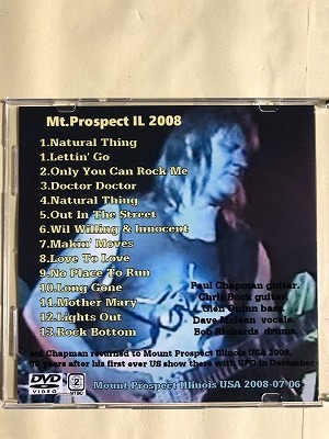 PAUL CHAPMAN PROJECT DVD VIDEO Liv in Mt Prospect 2008 1枚組　同梱可能_画像2