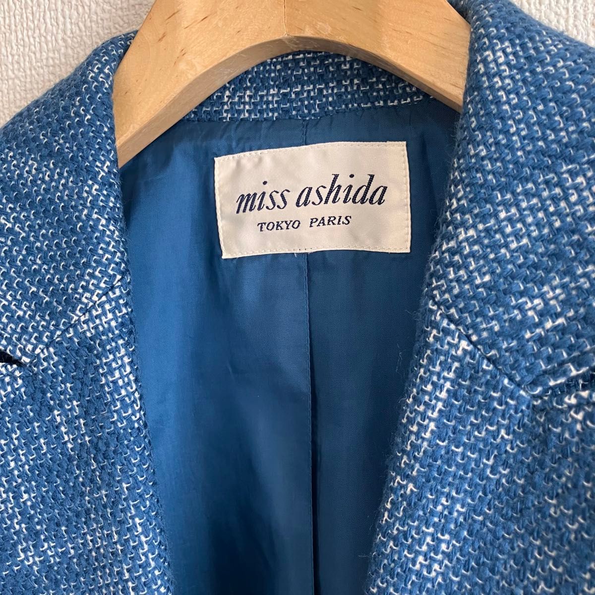 miss ashida ジュンアシダ ウール コットン テーラードジャケット ブルー