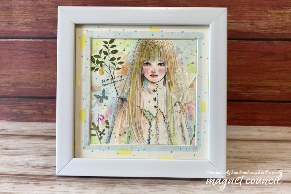 :: hand made ::[ square frame spring ]ko pick pastel ko Large . original picture * free shipping * 1 point thing!::