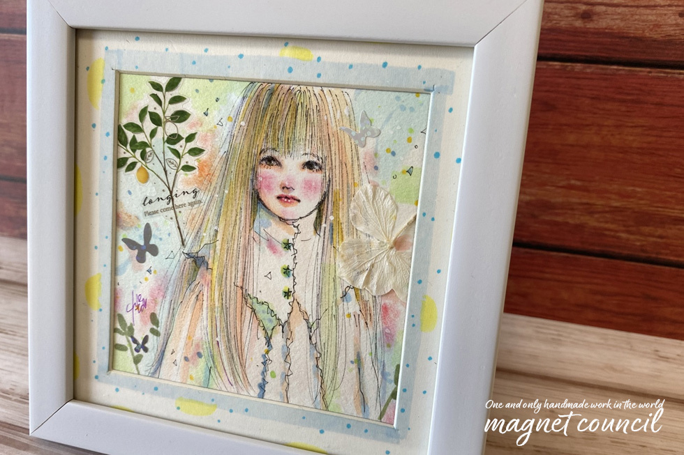 :: hand made ::[ square frame spring ]ko pick pastel ko Large . original picture * free shipping * 1 point thing!::