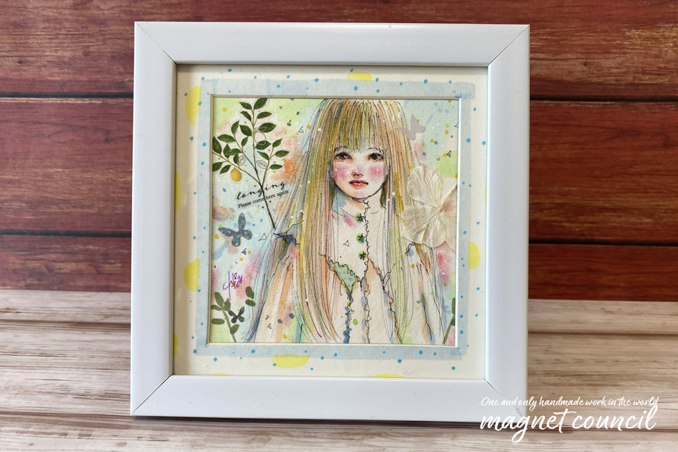 :: hand made ::[ square frame spring ]ko pick pastel ko Large . original picture * free shipping * 1 point thing!::