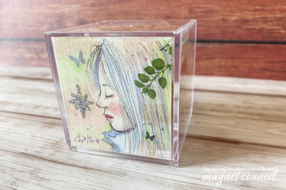 :: hand made ::[. flower. illustration Cube ]ko pick pastel original picture A * free shipping * 1 point thing!::