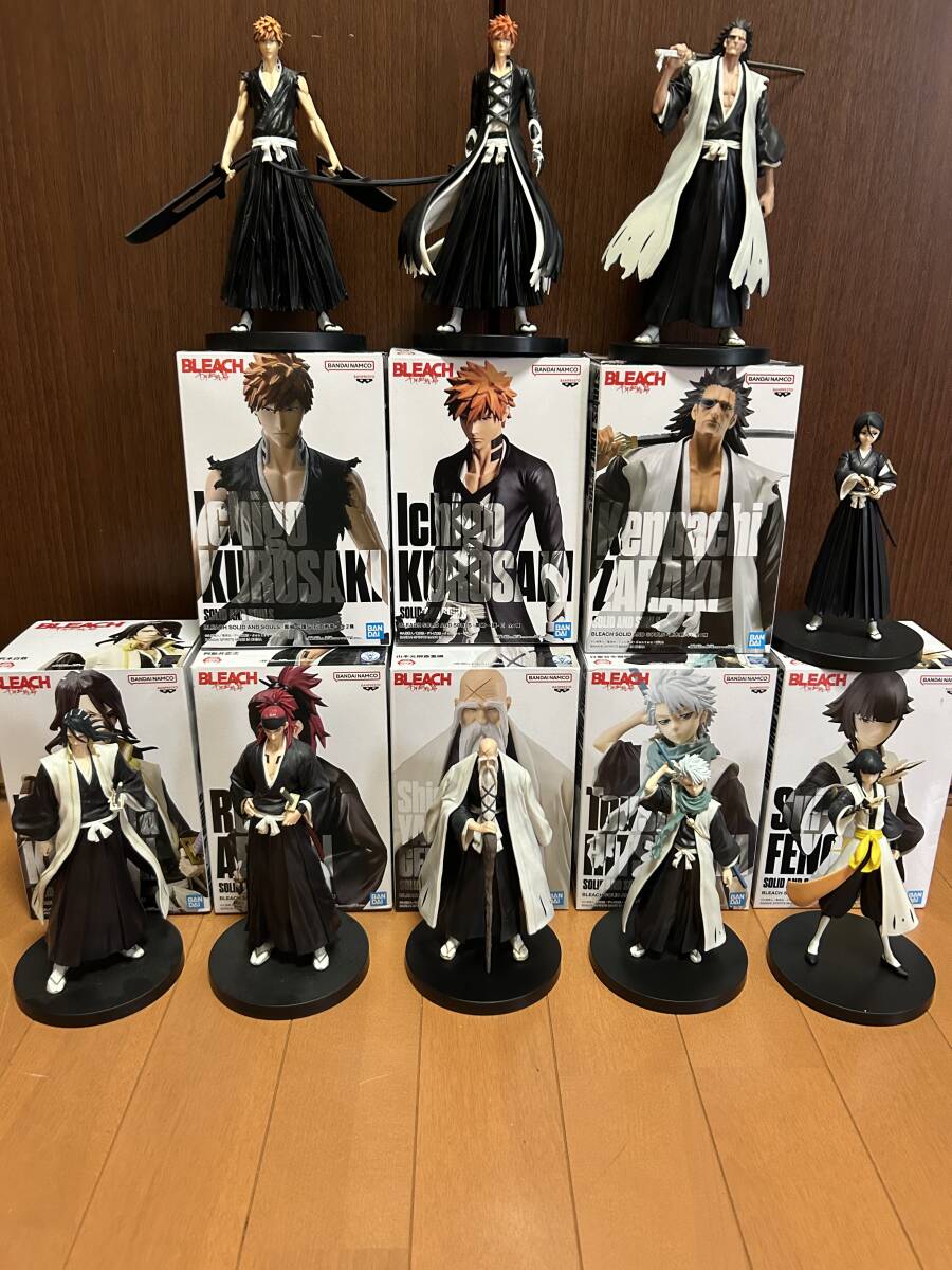 BLEACH 千年血戦篇 SOLID AND SOULS 9体セット ブリーチ フィギュア 中古 開封済み 黒崎一護 更木剣八 朽木白哉 日番谷冬獅郎の画像1