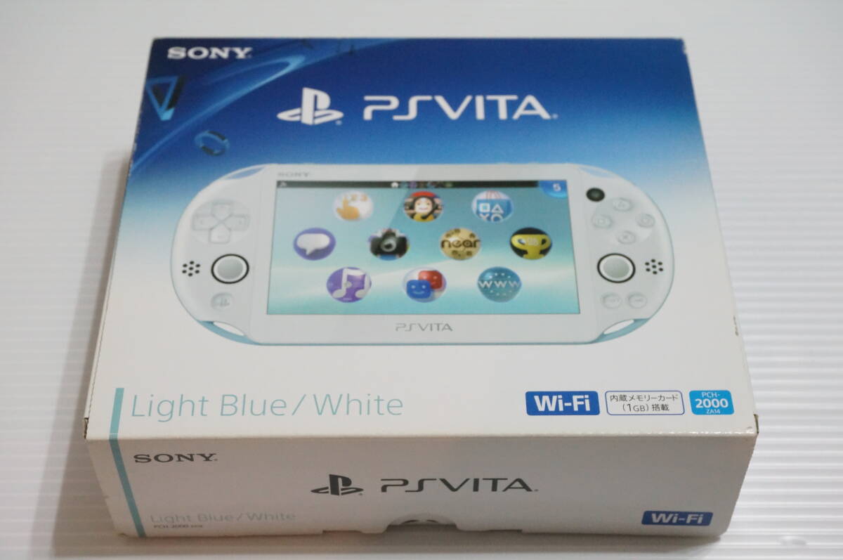 ☆ 新品同様 ☆ PSVITA 2000 ライトブルー ホワイト blue wahite 本体 vita 8GB メモリーカード ビータ _画像1