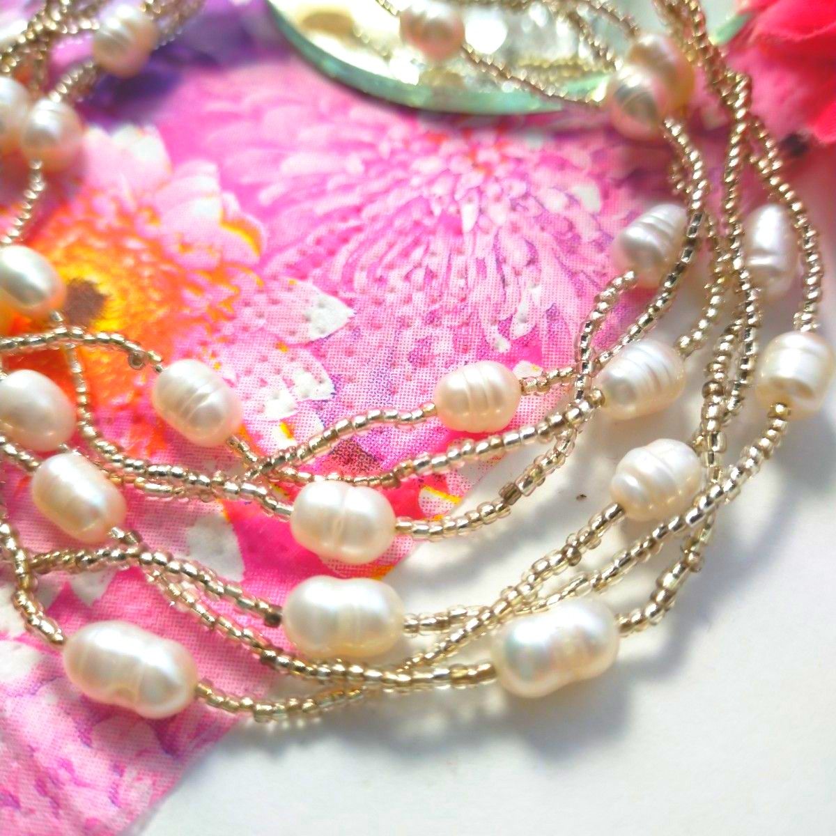 ★綺麗★【淡水本真珠】本物の上品さ可愛さ！美しい本真珠 淡水真珠ネックレス  淡水パール